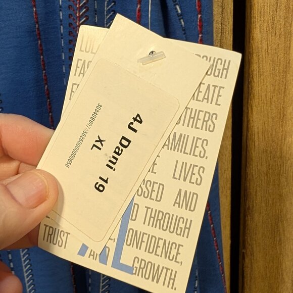 LuLaRoe DANI Blue Striped Maxi Dress Size XL - Picture 5 of 7